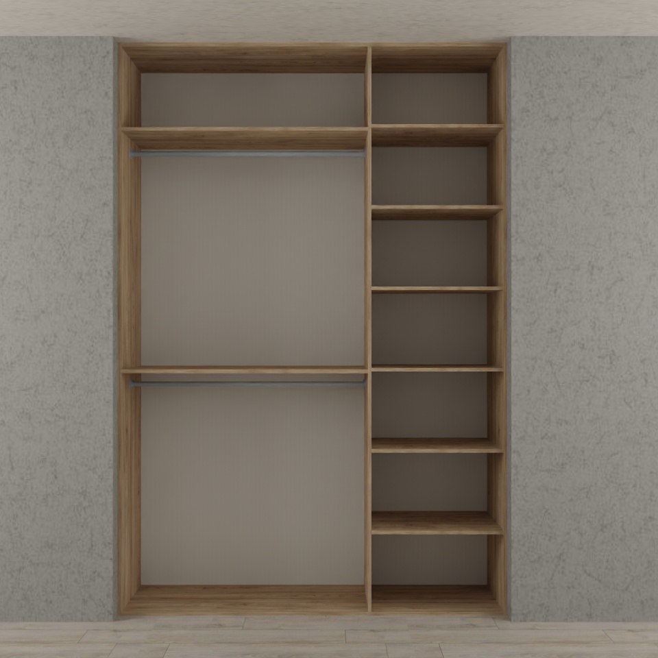 Встроенный шкаф-купе на заказ двухдверный 3D-проект